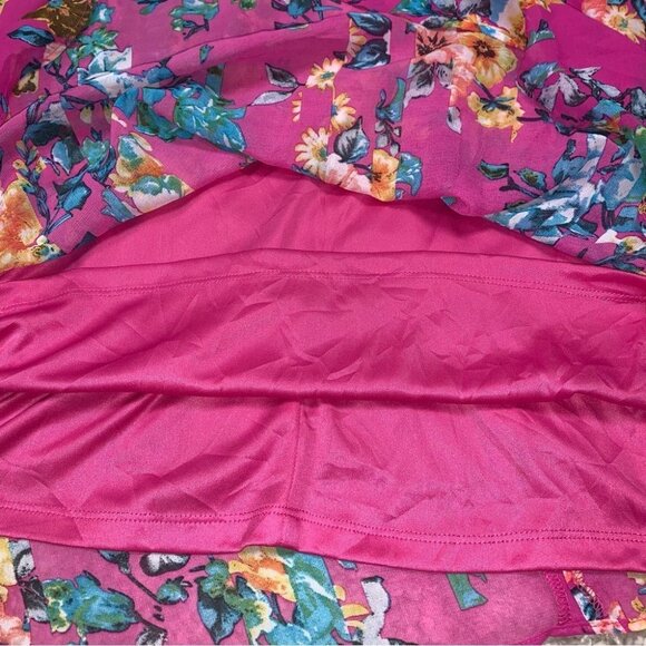 Betsey Johnson Dress Size 2 US Pink Floral A-Line Chiffon Halter Sleeveless - Picture 6 of 8